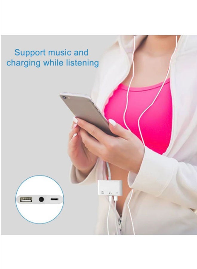 CF USB-C to USB Port 3.5mm Audio Charging 3-in-1 Converter Extender (No Power Required) Video Audio Sync Connector (White) - Image 4