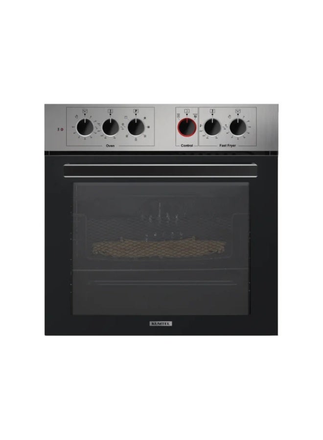 Kumtel Built-in Electric Oven with Air Fryer, 60 cm, 57 Liters, 8+1 Programs, 6 Knobs, Turkish,B66-MFRY3
