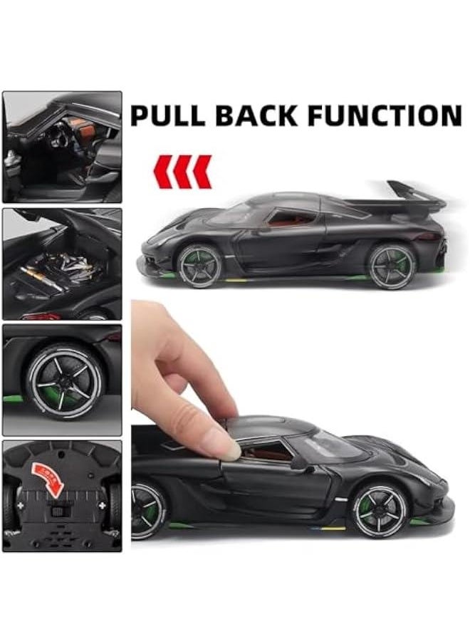 Generic - Toy Cars for Boys 1/24 Jesko Metal Die Cast Toy Cars,Collectibles Jesko Model Car,Pull Back Jesko Toy Car with Light and Sound,Cars Gifts for Age 3+ Year Old Boys(Black) - Image 1