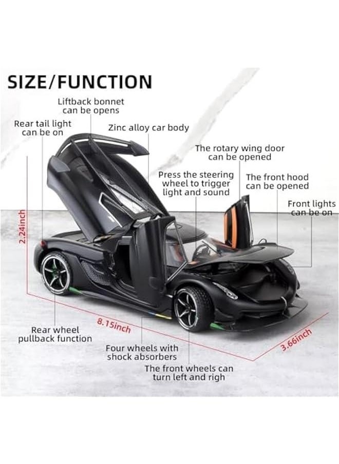 Generic - Toy Cars for Boys 1/24 Jesko Metal Die Cast Toy Cars,Collectibles Jesko Model Car,Pull Back Jesko Toy Car with Light and Sound,Cars Gifts for Age 3+ Year Old Boys(Black) - Image 1