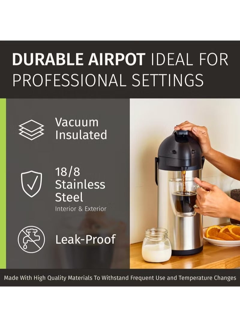 Hoasis Coffee Carafe with Pump, 1.6L Stainless Steel Insulated Thermal Flask, Push-type Portable Hot Water/Coffee/Tea/Drinks Dispenser, Car Insulated Water Bottle, Anti-scald Thermos Pot for Camp, Home, Travel, Hotel, Party - Image 3
