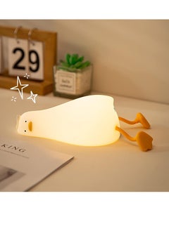 ELTRAZONE Cute Lying Flat Duck Night Light, 3-Level Dimmable Nursery Nightlight, Kawaii Squishy Silicone Light-Up Duck, Rechargeable Touch Lamp, Best Gift for Kids, Toddlers & Adults, Perfect Room Decor  - Image 1