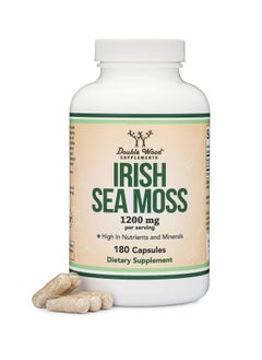Double Wood Supplements Irish Sea Moss Capsules, More Potent Than Sea Moss Gel Extract (180 Count, 1,200mg per Serving)  - Image 1