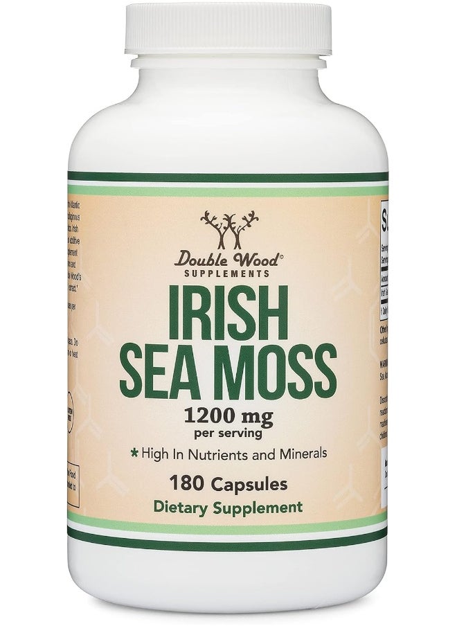 Double Wood Supplements - Irish Sea Moss Capsules, More Potent Than Sea Moss Gel Extract (180 Count, 1,200mg per Serving) (from Wildcrafted and Raw Chondrus Crispus) Nutrient Rich Superfood High in Minerals by Double Wood - Image 1
