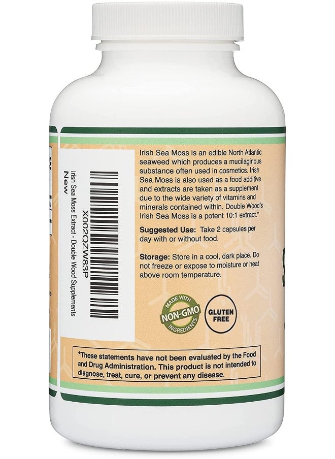 Double Wood Supplements - Irish Sea Moss Capsules, More Potent Than Sea Moss Gel Extract (180 Count, 1,200mg per Serving) (from Wildcrafted and Raw Chondrus Crispus) Nutrient Rich Superfood High in Minerals by Double Wood - Image 1