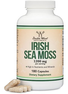 Irish Sea Moss Capsules, More Potent Than Sea Moss Gel Extract (180 Count, 1,200mg per Serving) (from Wildcrafted and Raw Chondrus Crispus) Nutrient Rich Superfood High in Minerals by Double Wood