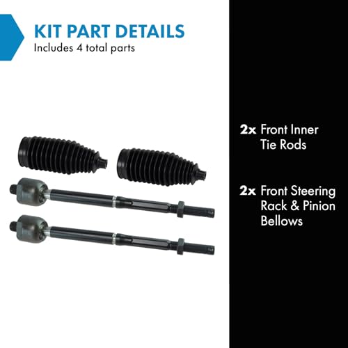 TRQ Front Steering Kit Steering Rack & Pinion Bellow Tie Rod Compatible with 2000-2005 Toyota Echo - Image 2
