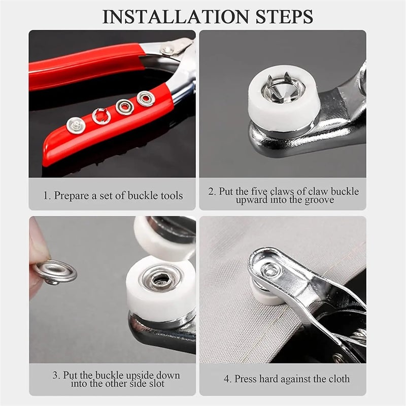 200 Sets Plier Tool Metal Snap Button Sewing Thickened Fastener Kit DIY Craft for Installing Bag Clothes - Image 3