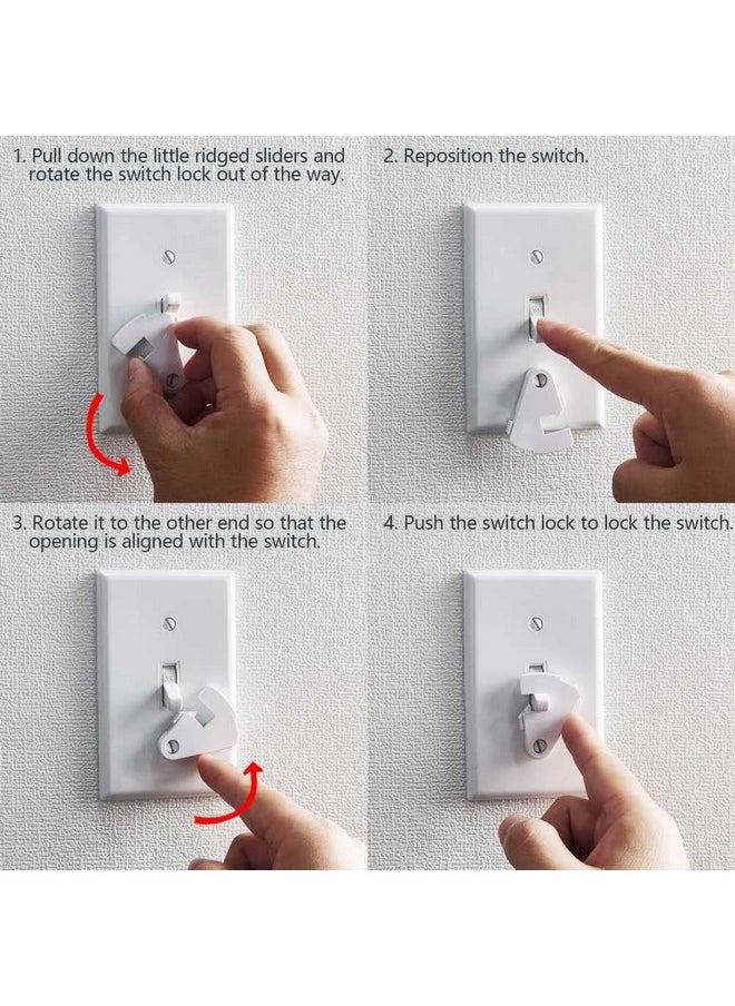 ILIVABLE - Ight Switch Guard, Ilivable Child Proof Switch Plate Cover Rotary Lock Protects Your Lights From Being Accidentally Turned On Or Off By Children And Adults (White, 4 Pack) - Image 1