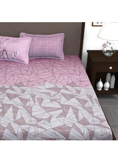Story@Home Story@Home Bedsheet for King Size Bed | 300TC | Mauve | Abstract | 1 Piece Cotton bedsheets for King Size Bed with 2 Pillow Covers (270 x270cm) Perfect for Festive Gifting | 100% Cotton bedsheet  - Image 2