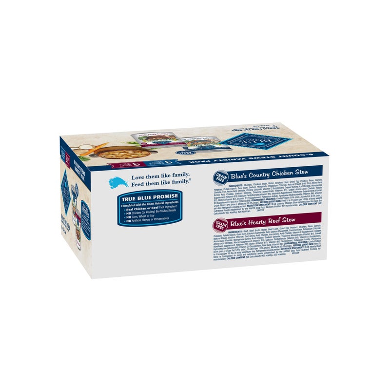 Blue Buffalo Blue's Stew Natural Wet Dog Food, Made with Natural Ingredients, Hearty Beef and Country Chicken Variety Pack, 12.5-oz Cans, 6 Count - Image 2