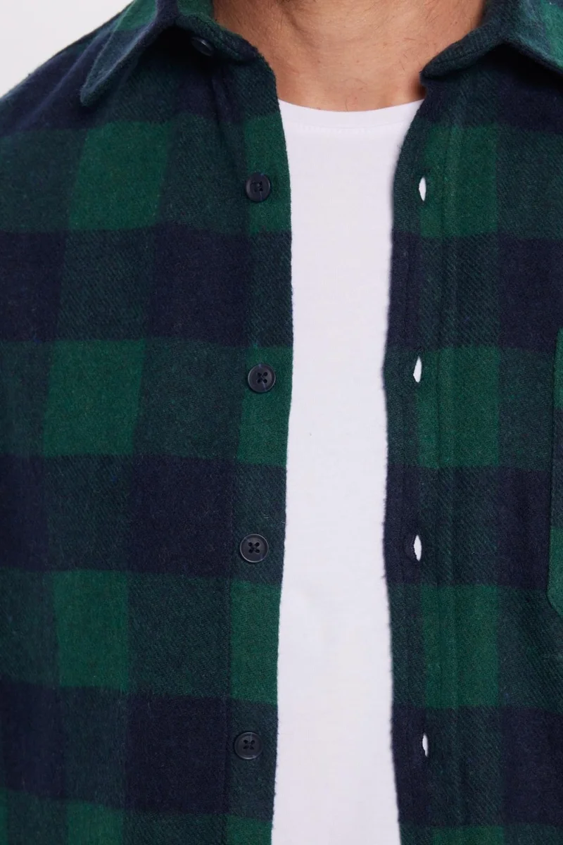 تودورس Men's Classic Fit Regular Cut Lumberjack Single Pocket Checkered Winter Shirt
