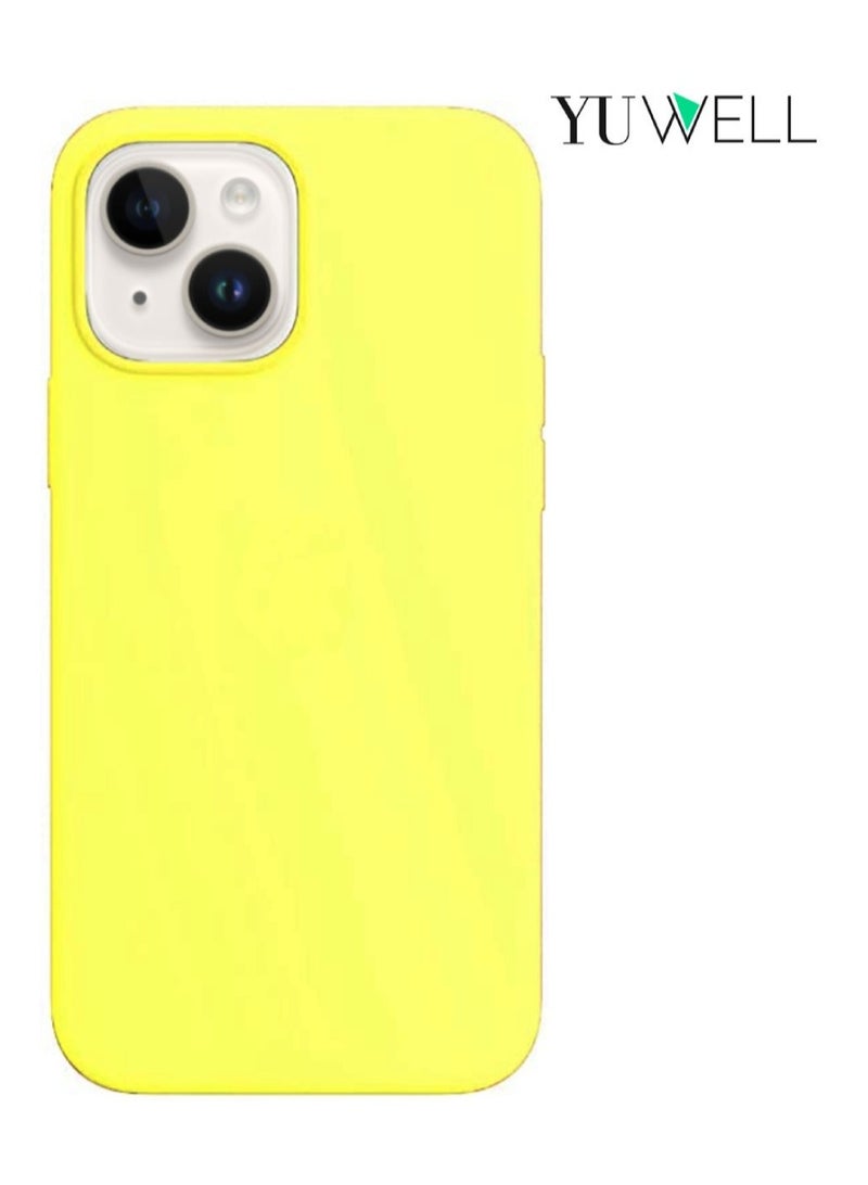 iPhone 14 Plus Case Silicone Shockproof Protective Case Cover 6.7 Inch Soft Liquid Gel Rubber iPhone 14 Plus Silicone Case Yellow