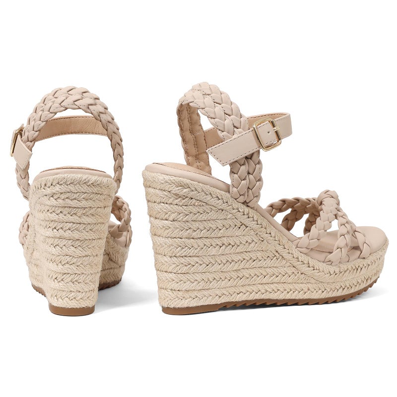 mikarka Espadrille Wedge Sandals for Women Braided Knot Ankle Strap Open Toe Platform Sandals - Image 4