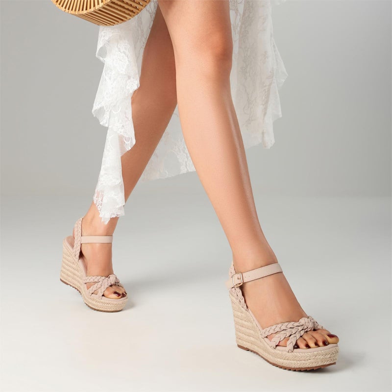 mikarka Espadrille Wedge Sandals for Women Braided Knot Ankle Strap Open Toe Platform Sandals - Image 5