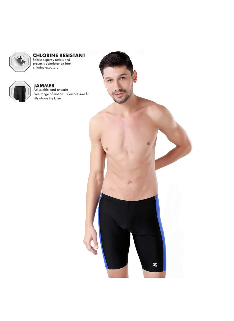 TYR - Alliance Swimming Jammer for Men, Size-38 (Black, Cobalt) - Image 1