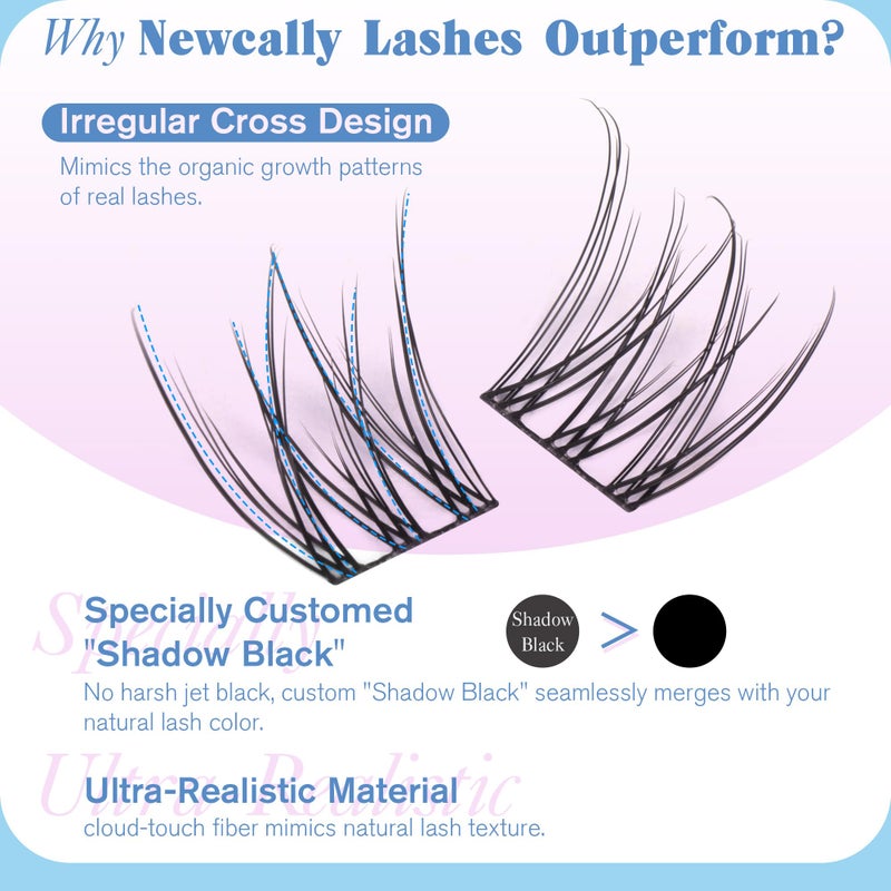 Newcally Natural Short Lash Clusters 9-12MM Cluster Eyelash Extensions C-curly Wispy Eyelash Clusters Individual Lashes DIY Lash Extension at Home for Beginners by Newcally - Image 5