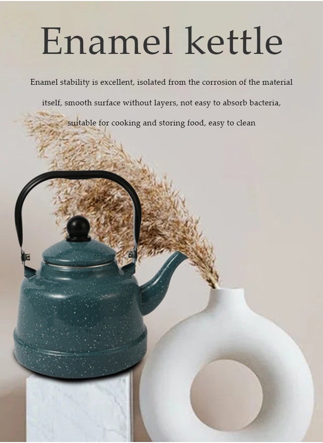 DUNISO Enamel traditional teapot, retro long spout kettle, enamel household kettle, can be heated, suitable for induction cookers, gas stoves, and electric ceramic stoves, used for tea, water, and oil (1.1L)  - Image 3