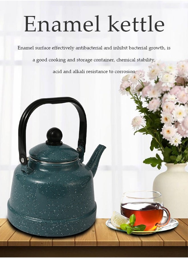 DUNISO Enamel traditional teapot, retro long spout kettle, enamel household kettle, can be heated, suitable for induction cookers, gas stoves, and electric ceramic stoves, used for tea, water, and oil (1.1L)  - Image 4