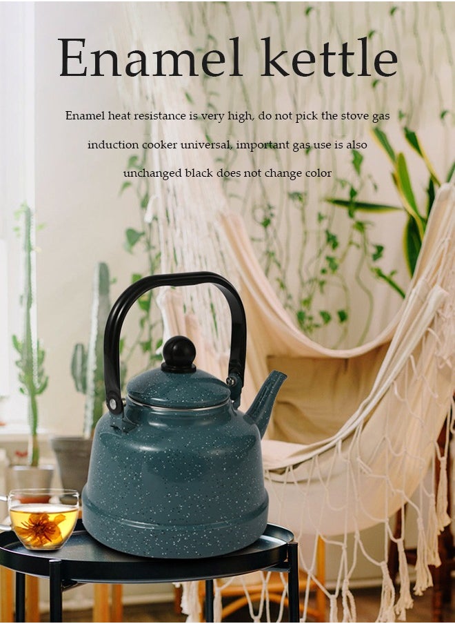DUNISO Enamel traditional teapot, retro long spout kettle, enamel household kettle, can be heated, suitable for induction cookers, gas stoves, and electric ceramic stoves, used for tea, water, and oil (1.1L)  - Image 5