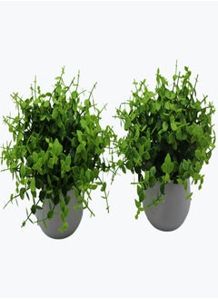 Generic 2 Pack Mini Artificial Plants in Pot,Small Fake Lush Green Plants,Faux Botanical Decor for Indoor Home Office Desktop Bookshelf Decoration  - Image 1