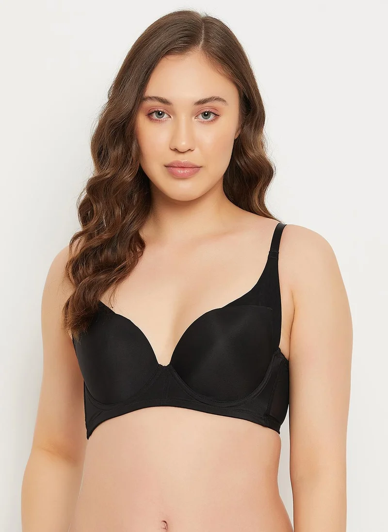 كلوفيا Clovia Level 2 Push-Up Padded Underwired Demi Cup Multiway T-shirt Bra in Black