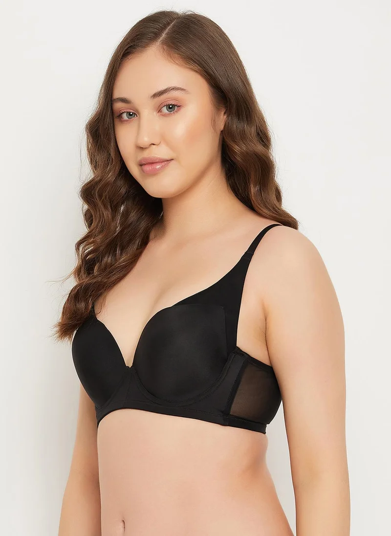 كلوفيا Clovia Level 2 Push-Up Padded Underwired Demi Cup Multiway T-shirt Bra in Black