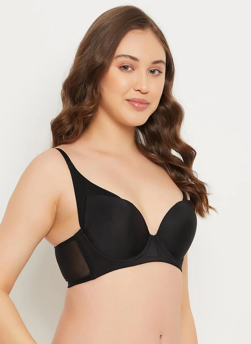 كلوفيا Clovia Level 2 Push-Up Padded Underwired Demi Cup Multiway T-shirt Bra in Black