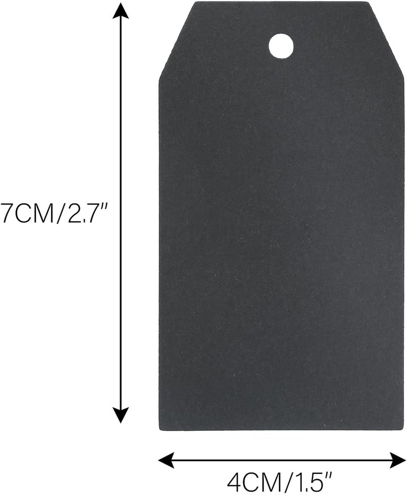 g2plus Black Gift Tags, 100PCS Black Paper Tags with String, 2.8x1.6 in Blank Present Name Tag, Rectangle Hang Label Tag for Gift Wrapping, DIY Arts & Crafts, Garage Sales, Halloween, Graduation - Image 2