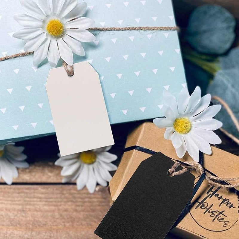 g2plus Black Gift Tags, 100PCS Black Paper Tags with String, 2.8x1.6 in Blank Present Name Tag, Rectangle Hang Label Tag for Gift Wrapping, DIY Arts & Crafts, Garage Sales, Halloween, Graduation - Image 5