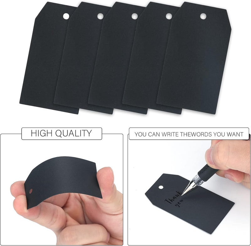 g2plus Black Gift Tags, 100PCS Black Paper Tags with String, 2.8x1.6 in Blank Present Name Tag, Rectangle Hang Label Tag for Gift Wrapping, DIY Arts & Crafts, Garage Sales, Halloween, Graduation - Image 4