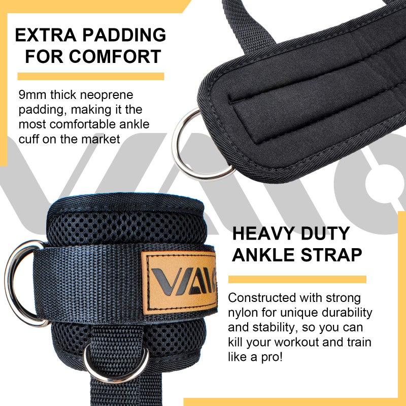 VAIIO Ankle Straps for Cable Machines,Adjustable Comfort fit Neoprene, Reinforce Double D-Ring - Premium Ankle Cuffs to Improve Abdominal Muscles, Lift The Butts, Tone The Legs for Men & Women - Image 4