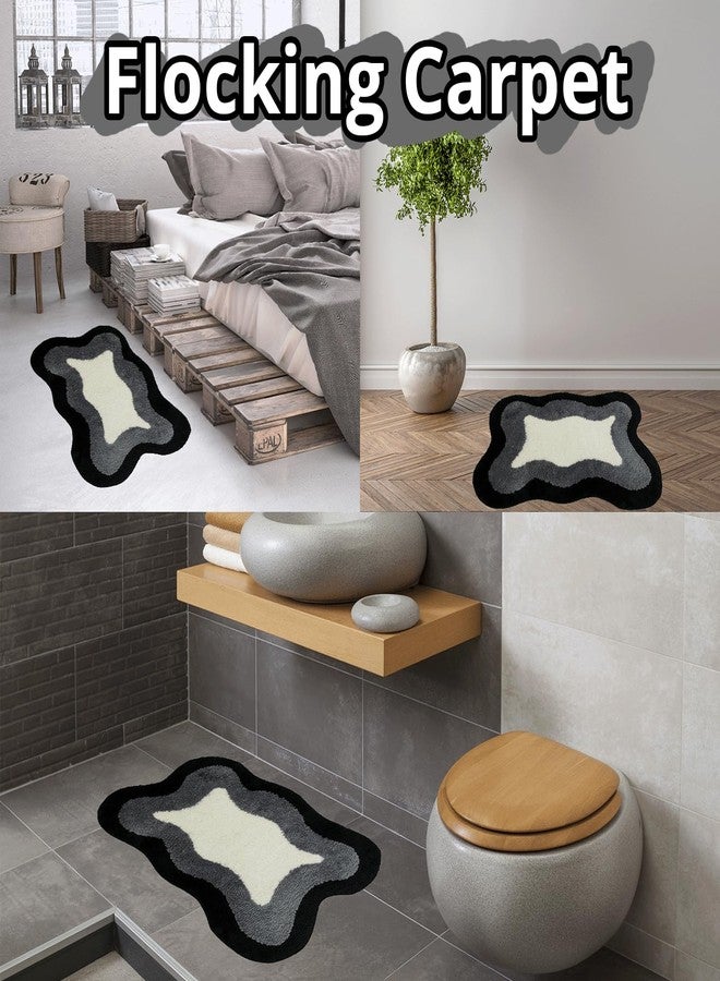 LOTUSTAR Room Decor Y2K Cool Rugs Aesthetic Cloud Carpet Area Rug Modern for Bedroom Living Room (1.3'×2.0',Black) - Image 3