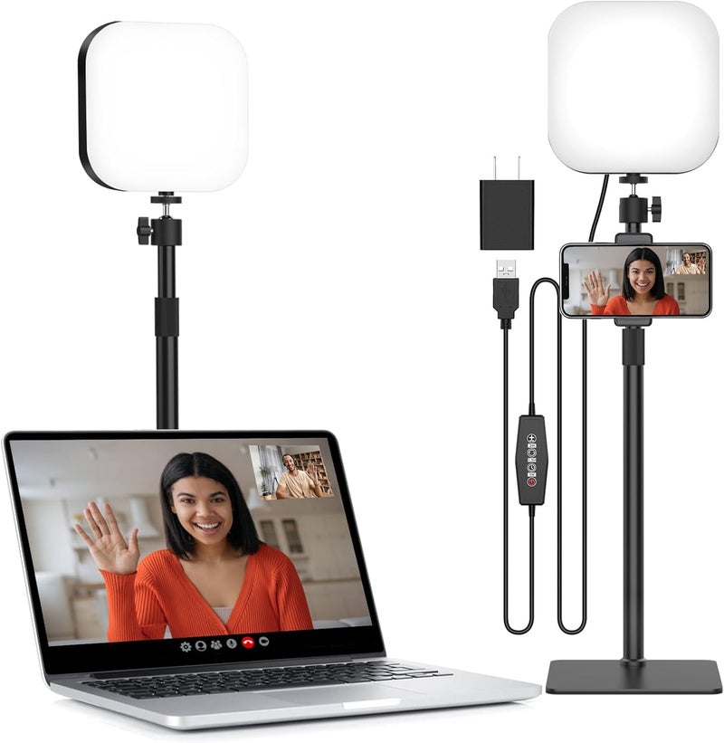 Mojimdo Video Conference Lighting, 180 LED Video Light with 3 Color & 5 Brightness & Timmer for Video Recording, Webcam Light Phone Holder for Laptop Computer Online Meeting, Video Calls, Live Streaming - Image 1
