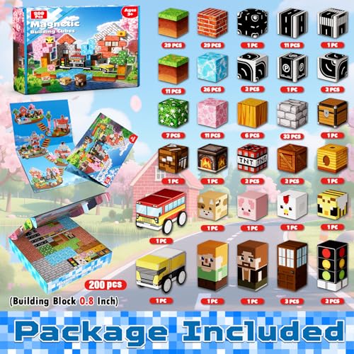 Magnetopia 200 PCS Magnetic Blocks Magnetic Building Blocks Cubes Magnet Toys for Kids Age 3 Toy Building Set for Kids Magnets Stacking Construction Birthday Gifts for Boys Girls Age 48 812 - Image 5