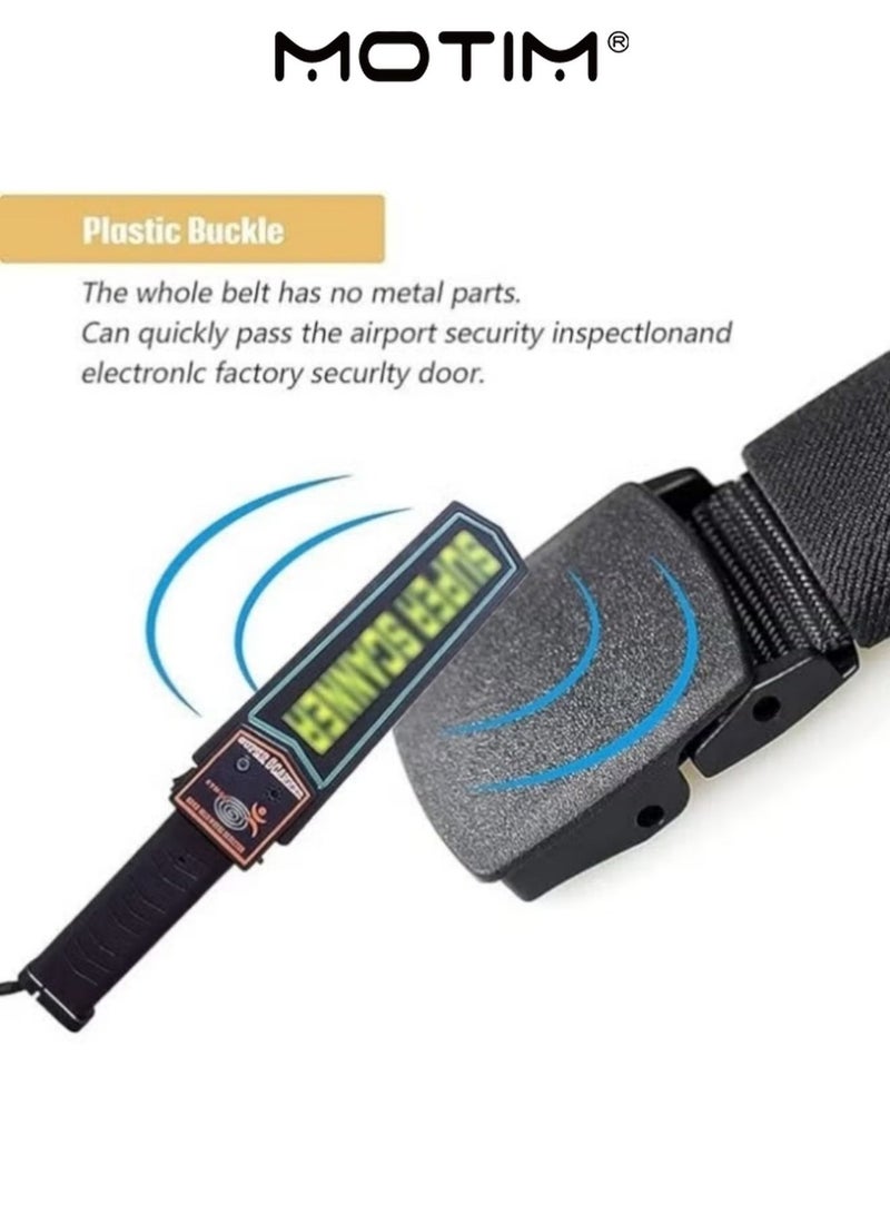 موتيم حزام رجالي من النايلون مع مشبك نقرة أوتوماتيكي، حزام تكتيكي مع مشبك أوتوماتيكي، يمكن تقليمه، مغلق باللون الأسود، 125 سم - Image 2