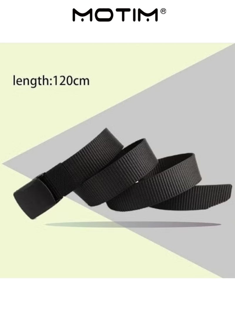 موتيم حزام رجالي من النايلون مع مشبك نقرة أوتوماتيكي، حزام تكتيكي مع مشبك أوتوماتيكي، يمكن تقليمه، مغلق باللون الأسود، 125 سم - Image 5