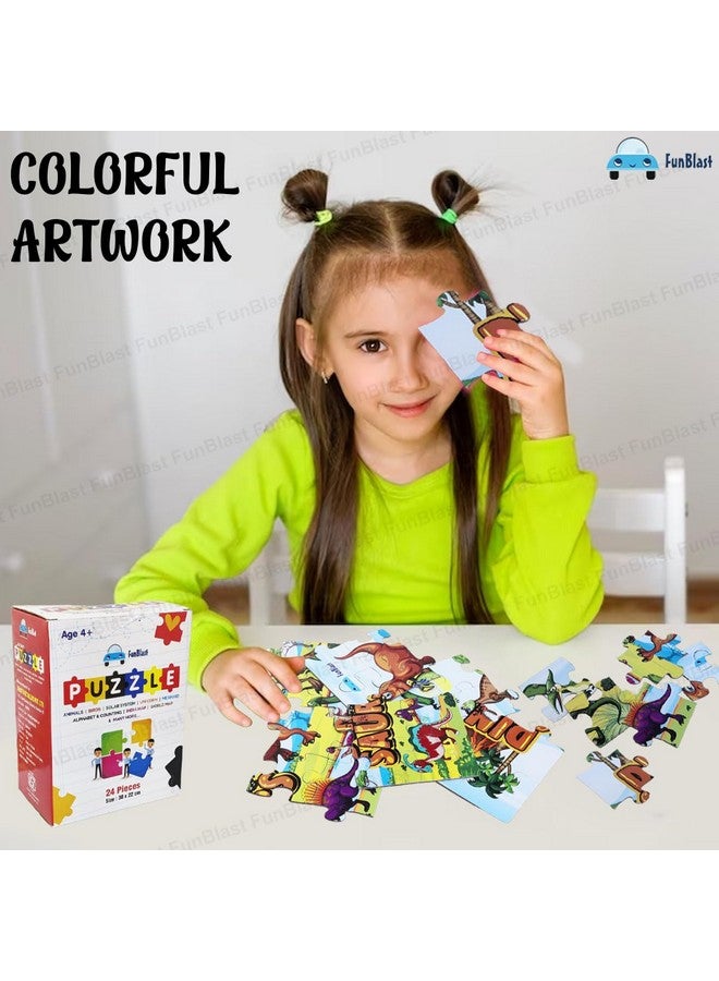 فنبلاست أحجية الصور المقطوعة على شكل ديناصور من فن بلاست للأطفال من عمر 3 إلى 5 سنوات - 24 قطعة (متعددة الألوان، مقاس 30×22 سم) - Image 4