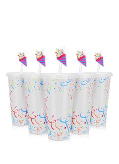 Excefore Color Changing Cold Cups with Lids and Straws - 5 Pack 24 oz Plastic Cute Tumblers Bulk, Reusable Water Drinking Bottle DIY Party Cups for Parties Birthdays Travel Home Activities  - Image 1