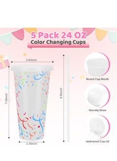 Color Changing Cold Cups with Lids and Straws - 5 Pack 24 oz Plastic Cute Tumblers Bulk, Reusable Water Drinking Bottle DIY Party Cups for Parties Birthdays Travel Home Activities - pzsku/ZDF2BEB62D033EBA95AA4Z/45/_/1718085142/54749637-4d3e-48cf-8912-38aee136b7c7