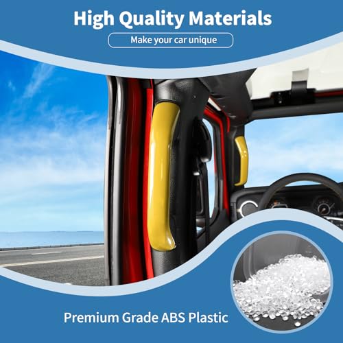 PDKLIN for 2024 Jeep JL AB Pillar Grab Handle Trim Cover Compatible with Jeep Wrangler JL JLU Gladiator JT 2024 Yellow Interior Accessories 4 pcs - Image 3