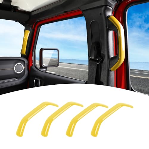 PDKLIN for 2024 Jeep JL AB Pillar Grab Handle Trim Cover Compatible with Jeep Wrangler JL JLU Gladiator JT 2024 Yellow Interior Accessories 4 pcs - Image 1