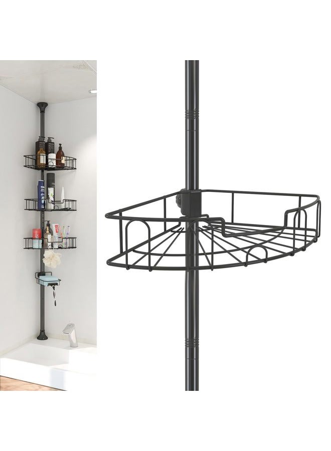 EUIJOIP Shower Organizer, 39 to 125 Inch Height Adjustable Shower Caddy with 4 Adjustable Shelves, Organization And Storage for Bathroom Corner Shelves Rack Countertop with Tension Pole, Home Decor - Image 1