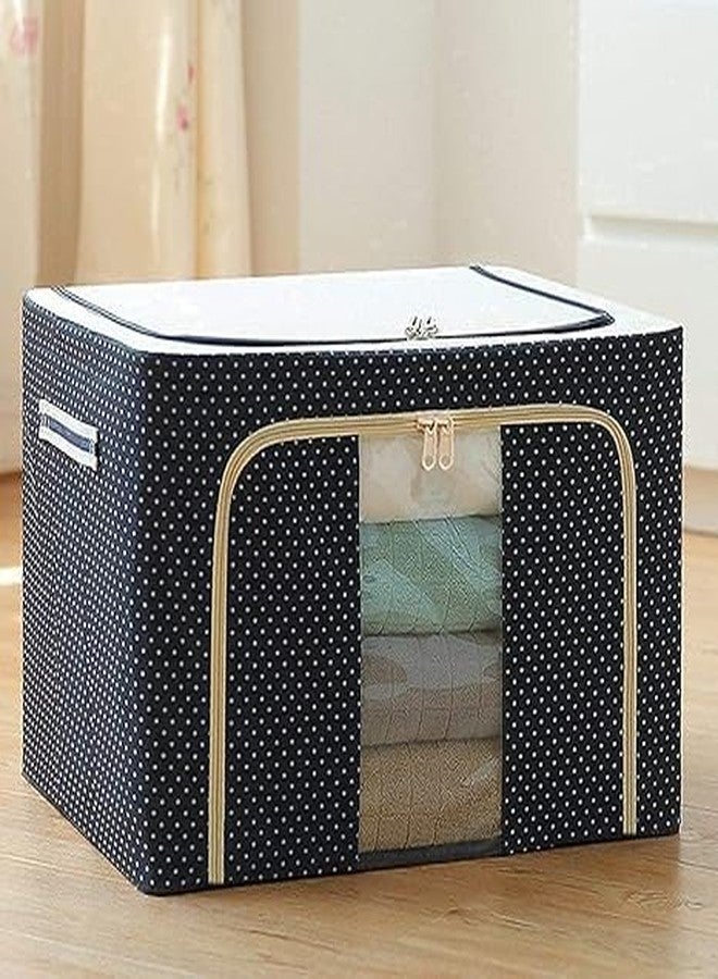 Kunji 66L Storage Box Bag | Multi-Functional Foldable Saree Storage Organizer with Steel Tip Base | Waterproof Cloth Storage Bag with Handle for Home Wardrobe (Multicolor, Pack of 1) - Image 1