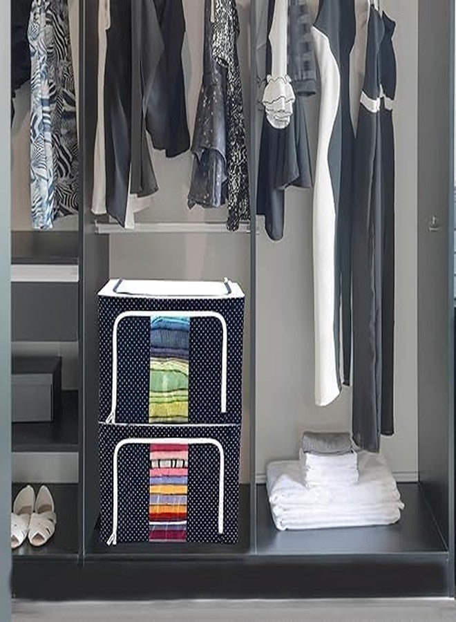 Kunji 66L Storage Box Bag | Multi-Functional Foldable Saree Storage Organizer with Steel Tip Base | Waterproof Cloth Storage Bag with Handle for Home Wardrobe (Multicolor, Pack of 1) - Image 3