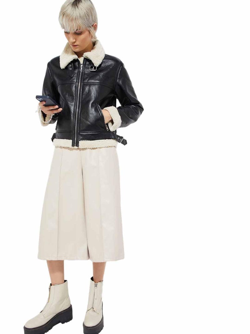 Max ALAYA F x URB_N Women Fur Lined Biker Jacket - Image 5
