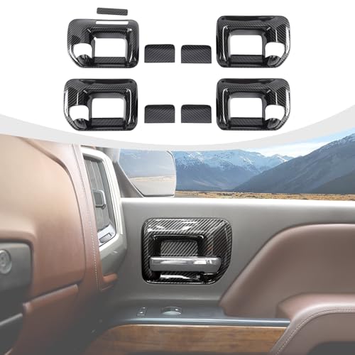 RAZPOY Inner Door Handle Bowl Cover Trim Compatible with Chevy Silverado GMCSierra 20142018 Carbon Fiber - Image 1