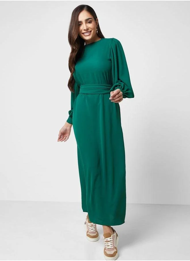 Refka by modanisa Emerald Belted Dress