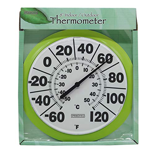 Springfield Indoor Outdoor Big and Bold Dial Thermometer, Wireless Thermometer with Easy to Read Numbers for Patio, Pool, and Indoor Areas, 8-Inch, Green - Image 5