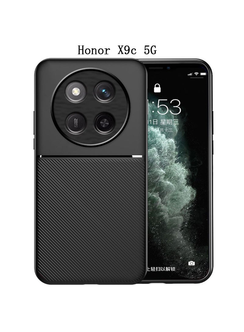 SanHu for Honor X9c 5G Case Back Cover with Magnetic and Protector Anti-Scratch Shockproof Phone Accessory,Black. - Image 1